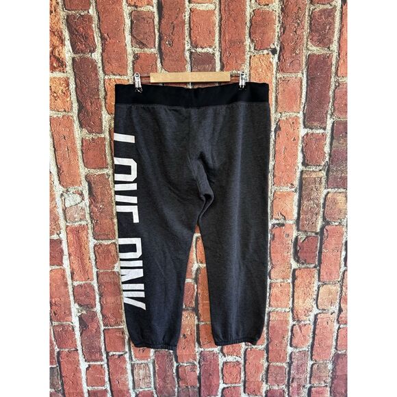 Pink by Victoria Secret Womens Gray Jogger Sweatpants w/ Drawstring Size Large - Picture 2 of 3